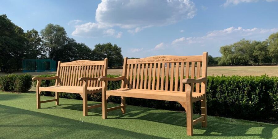 Two new engraved benches at the club in memory of our friends Ray Pritchard and Mark Collin