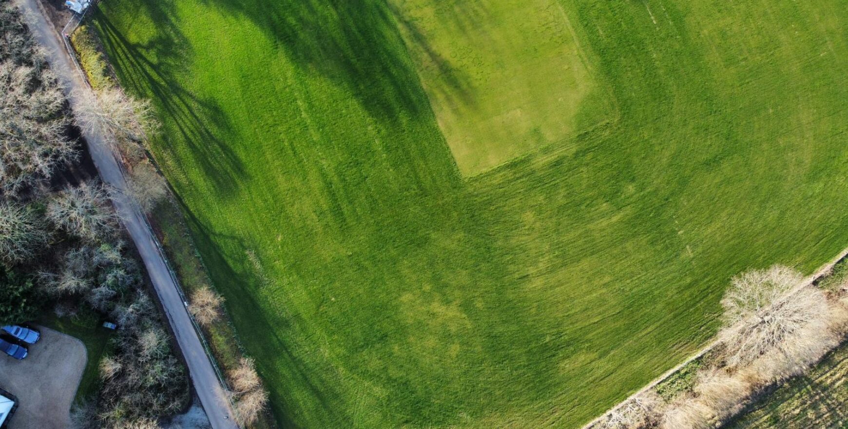 overhead shot of the green outfield